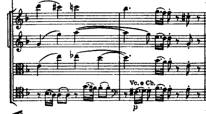 Mesures 12-13 du premier mouvement de la Symphonie nº4 de Haydn
